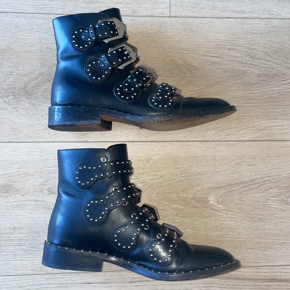 Givenchy Elegant Studded Leather Ankle Combat Boots - Picture 13 of 17